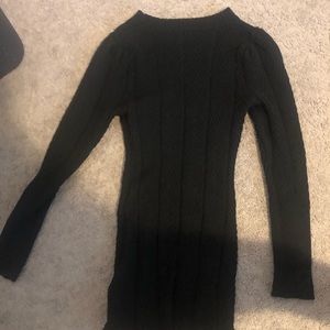 Black Alara Cable Knit Sweater Dress from American Threads